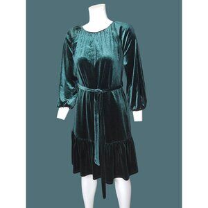 2/$35 Draper James RSVP Dark Romance Green Velvet Dress Women S Pockets